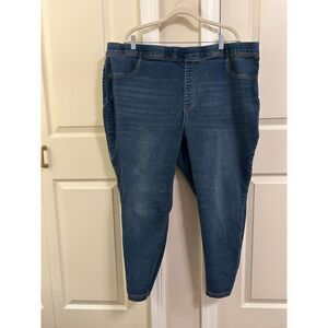 Terra & Sky Plus Size 4X Pull On Jeans Medium Wash Stretch Denim 28W-30W